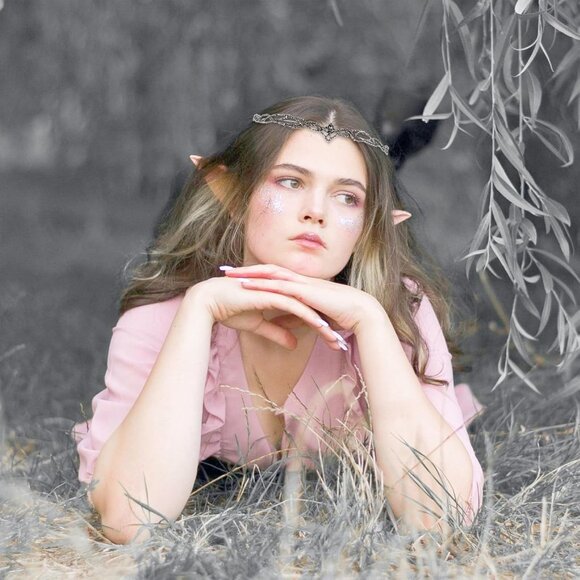 Rhinestone Fairy Crown for Women Crystal Elf Crown Silver/Gold Circlet Costume H - Picture 2 of 7